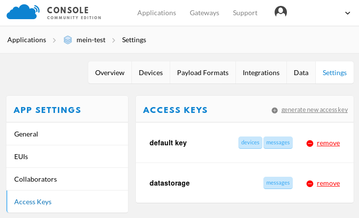Applikation - Access Keys (2)