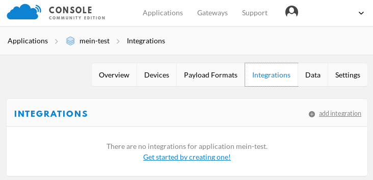 Applikation - Add Integrations